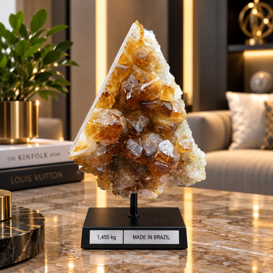 Premium Citrine Crystal Formation – Natural Prosperity & Abundance Home Décor (8×11 cm, 685 gm)