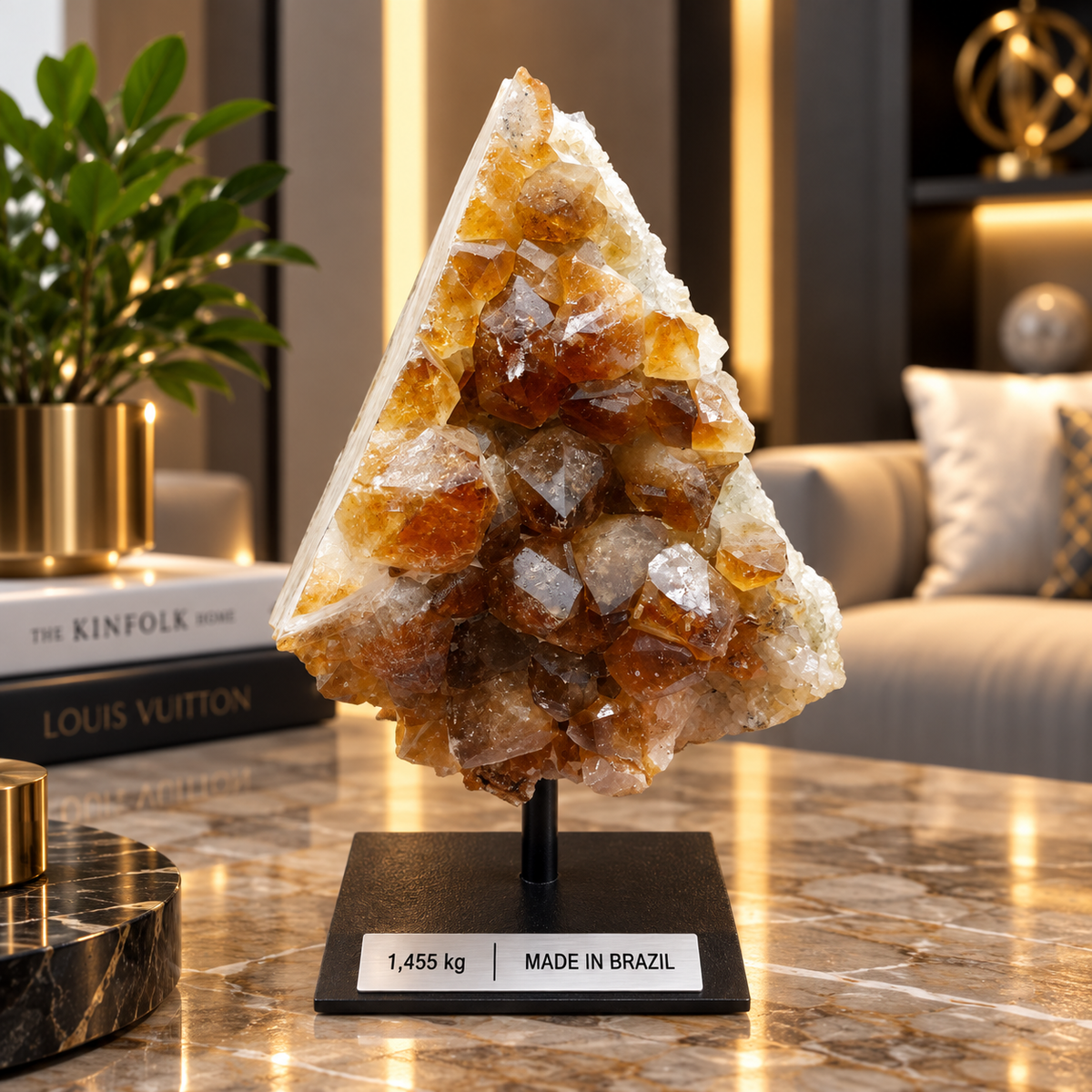 Premium Citrine Crystal Formation – Natural Prosperity & Abundance Home Décor (8×11 cm, 685 gm)