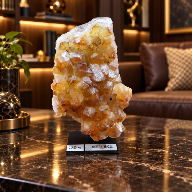 Natural Citrine Crystal Formation – Premium Abundance & Positive Energy Décor (16×10 cm, 1.425 kg)