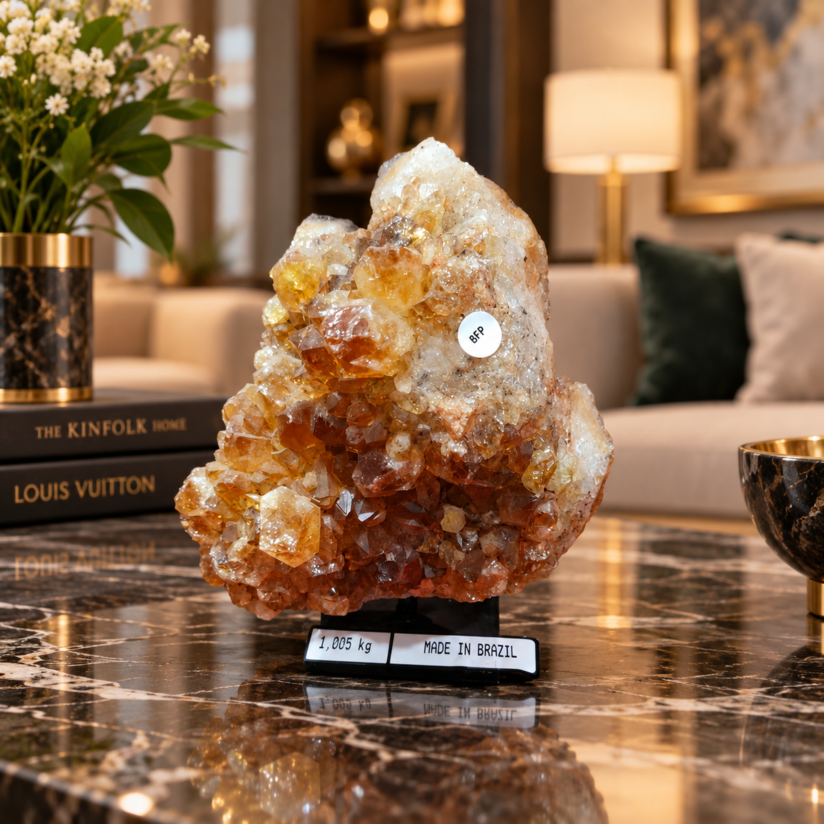 Premium Citrine Crystal Formation Décor – Abundance, Prosperity & Positivity Symbol (11×14 cm, 1.005 kg)