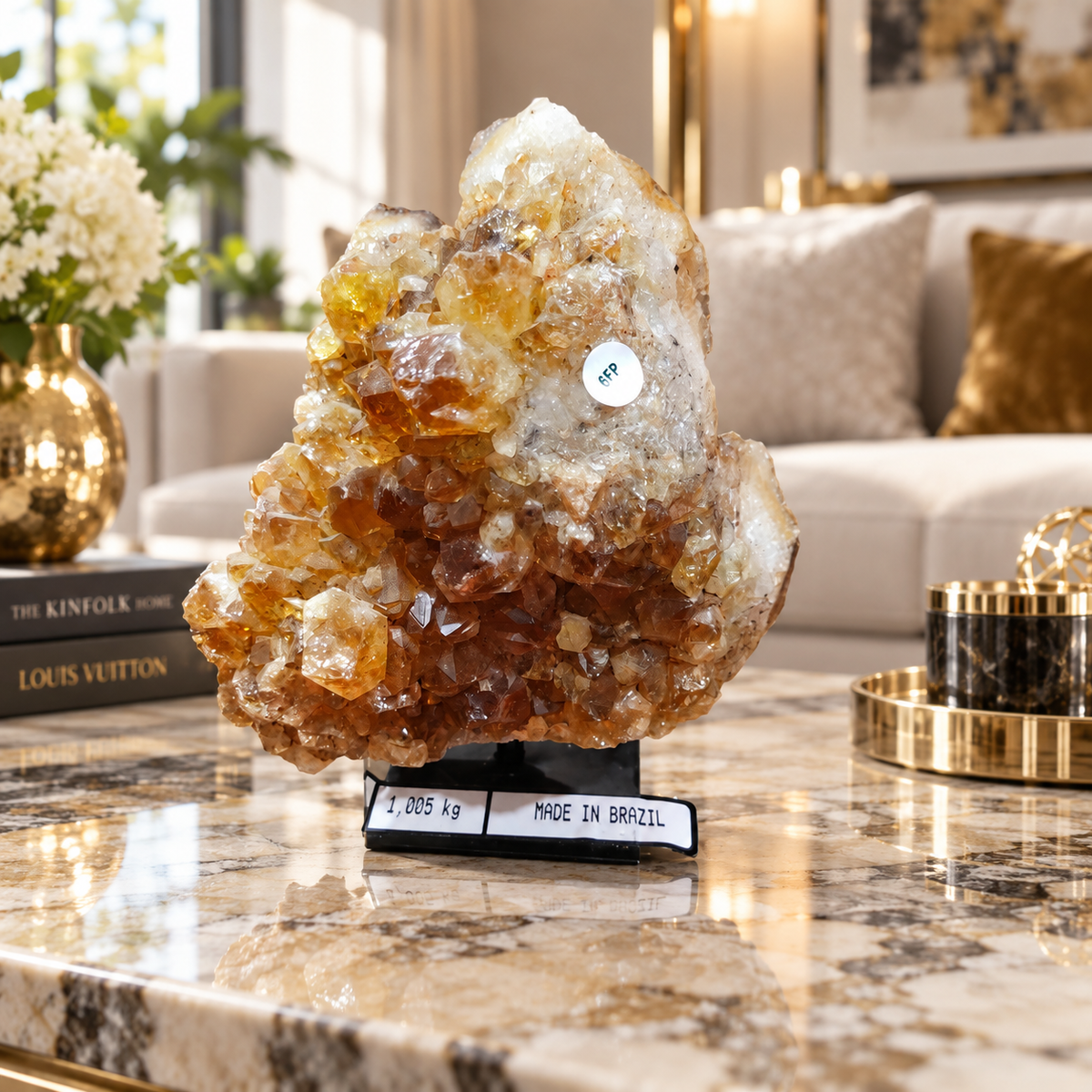 Premium Citrine Crystal Formation Décor – Abundance, Prosperity & Positivity Symbol (11×14 cm, 1.005 kg)