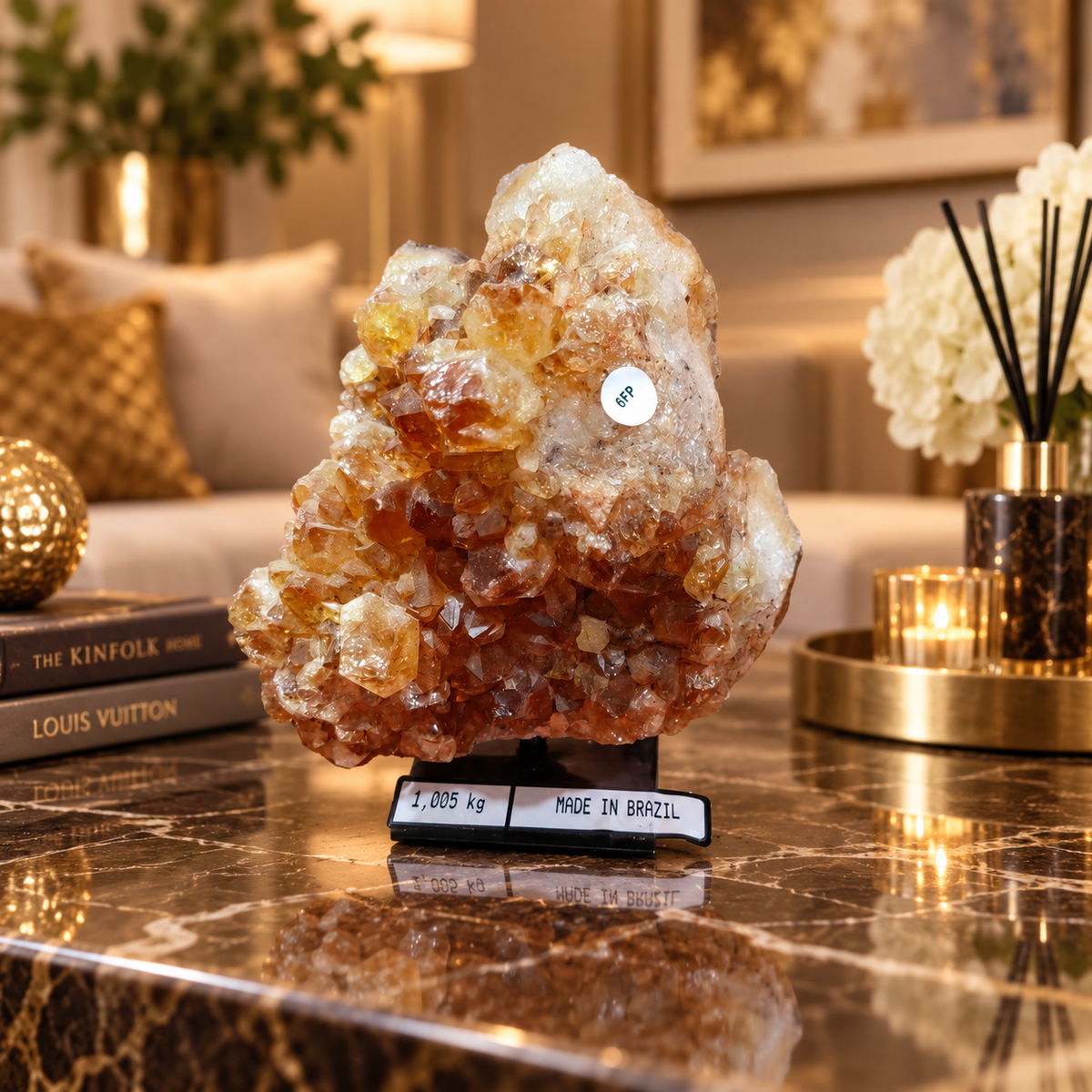 Premium Citrine Crystal Formation Décor – Abundance, Prosperity & Positivity Symbol (11×14 cm, 1.005 kg)