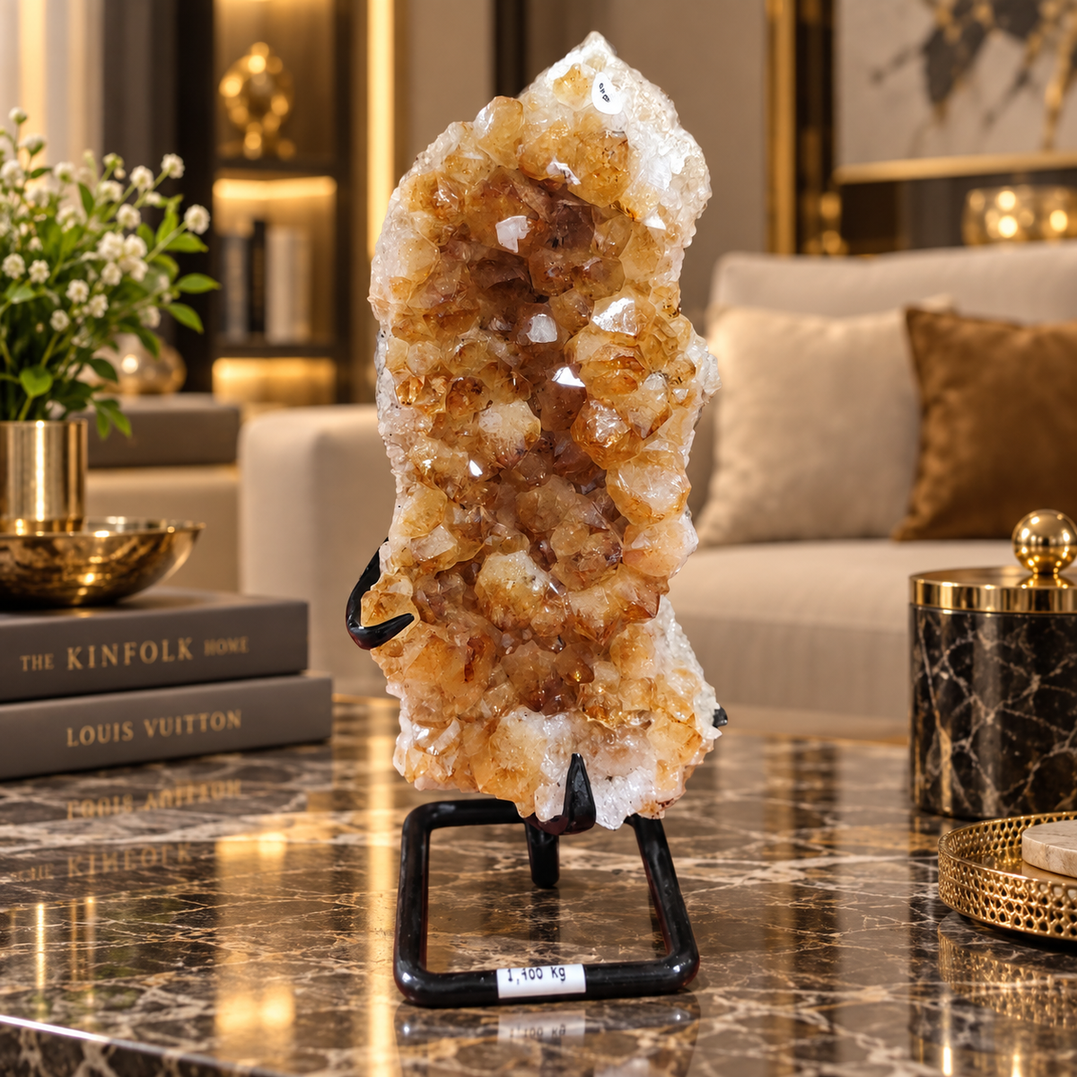 Natural Citrine Crystal Formation Décor – Premium Wealth & Positive Energy Accent (19× 8 cm, 1.465 kg)