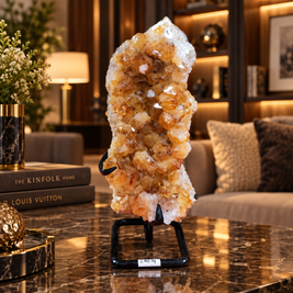 Natural Citrine Crystal Formation Décor – Premium Wealth & Positive Energy Accent (19× 8 cm, 1.465 kg)