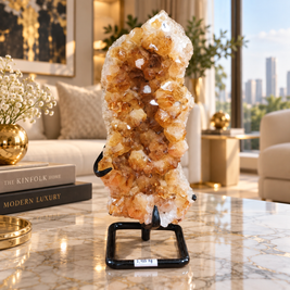 Natural Citrine Crystal Formation Décor – Premium Wealth & Positive Energy Accent (19× 8 cm, 1.465 kg)