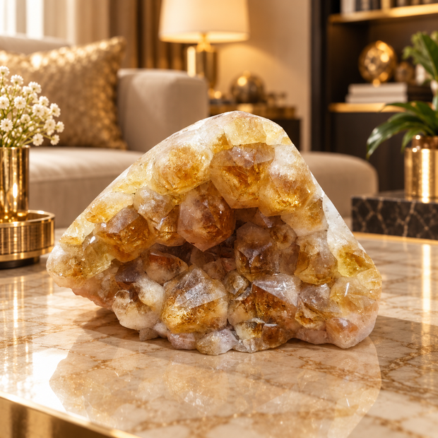 Premium Citrine Crystal Cluster – Natural Abundance, Prosperity & Success Décor (20×15 cm, 3.78 kg)