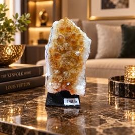 Citrine Crystal Formation Décor – Premium Natural Crystal for Abundance & Prosperity (6×16 cm, 675 gm)