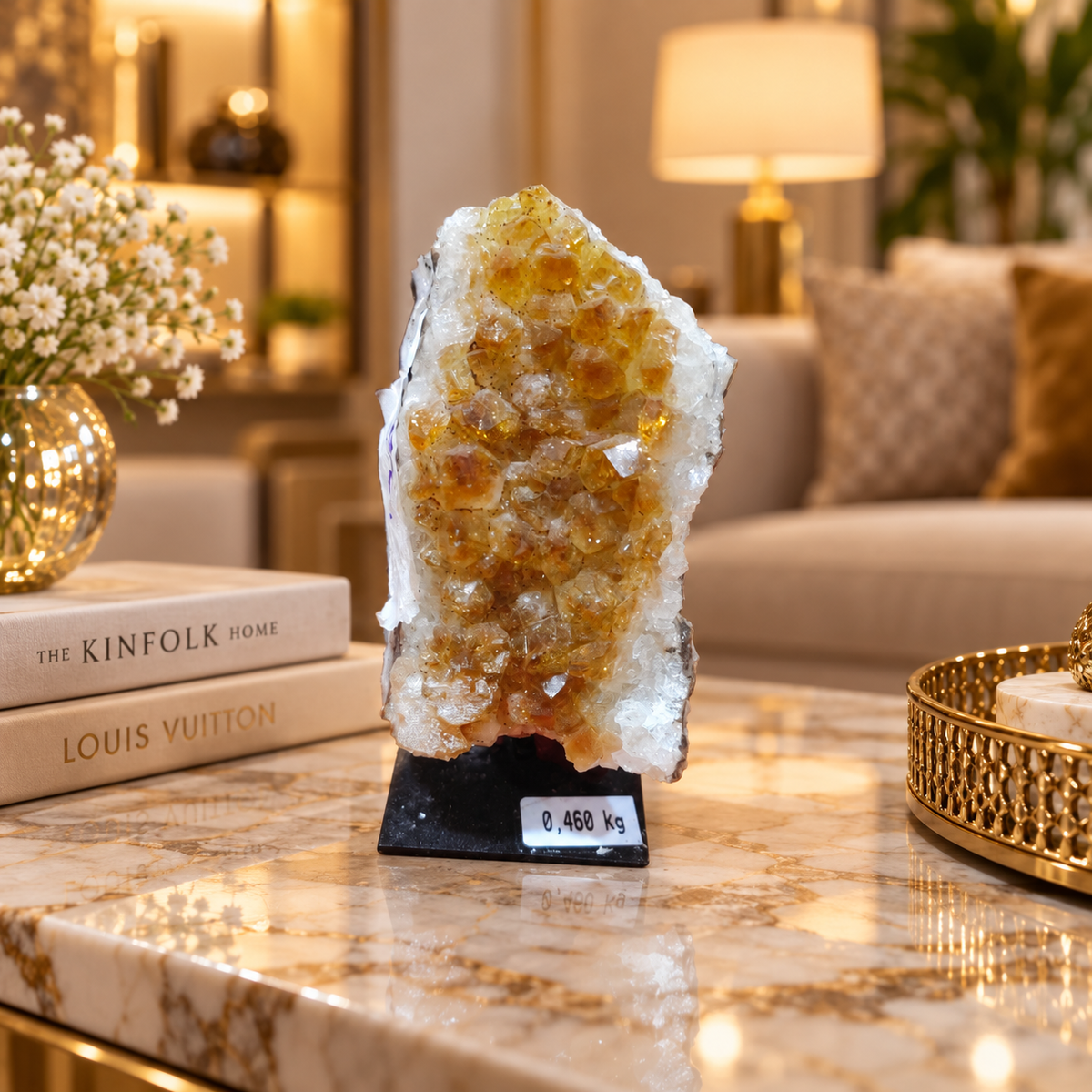 Citrine Crystal Formation Décor – Premium Natural Crystal for Abundance & Prosperity (6×16 cm, 675 gm)