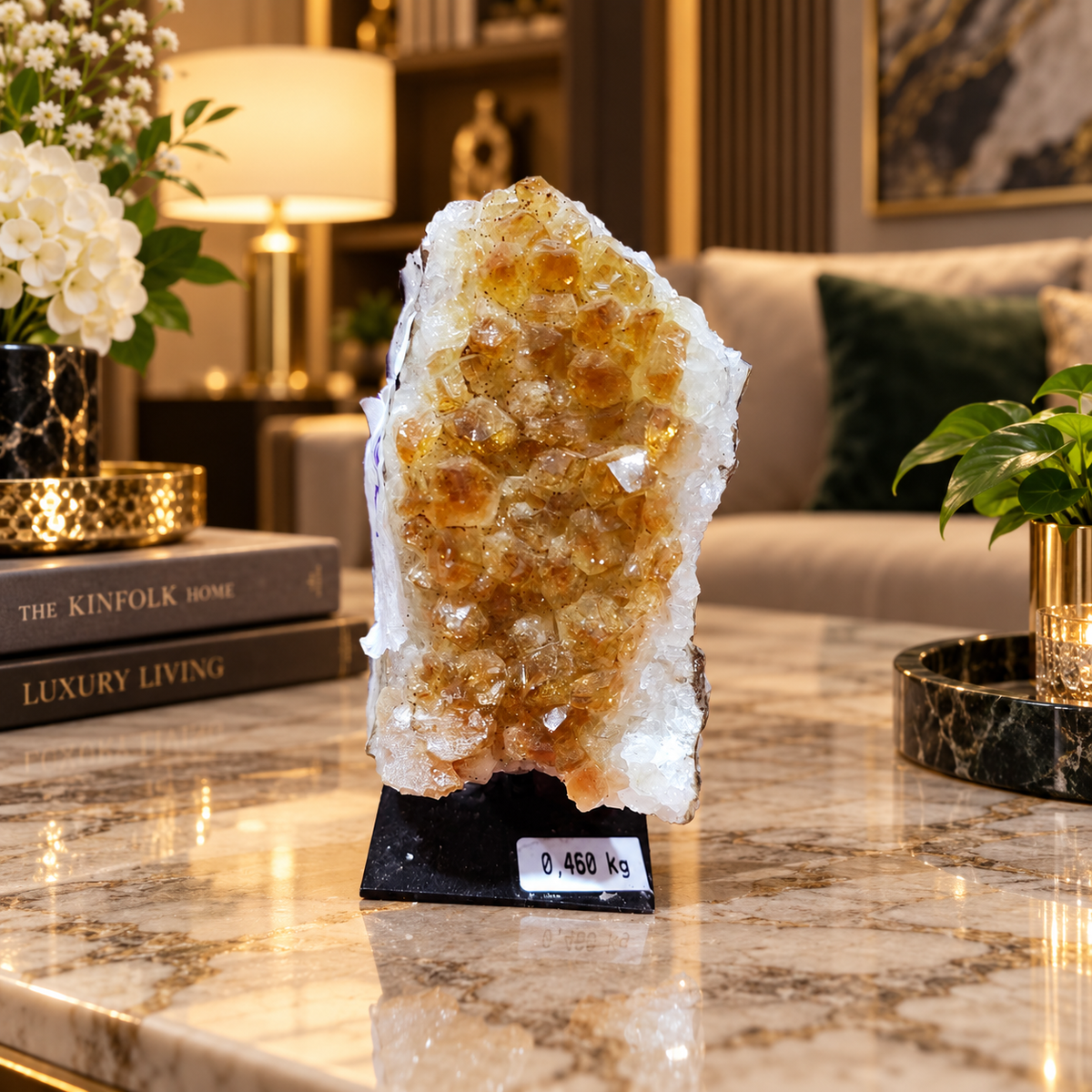 Citrine Crystal Décor Piece – Premium Natural Formation for Positivity & Abundance (10×5 cm, 460 gm)