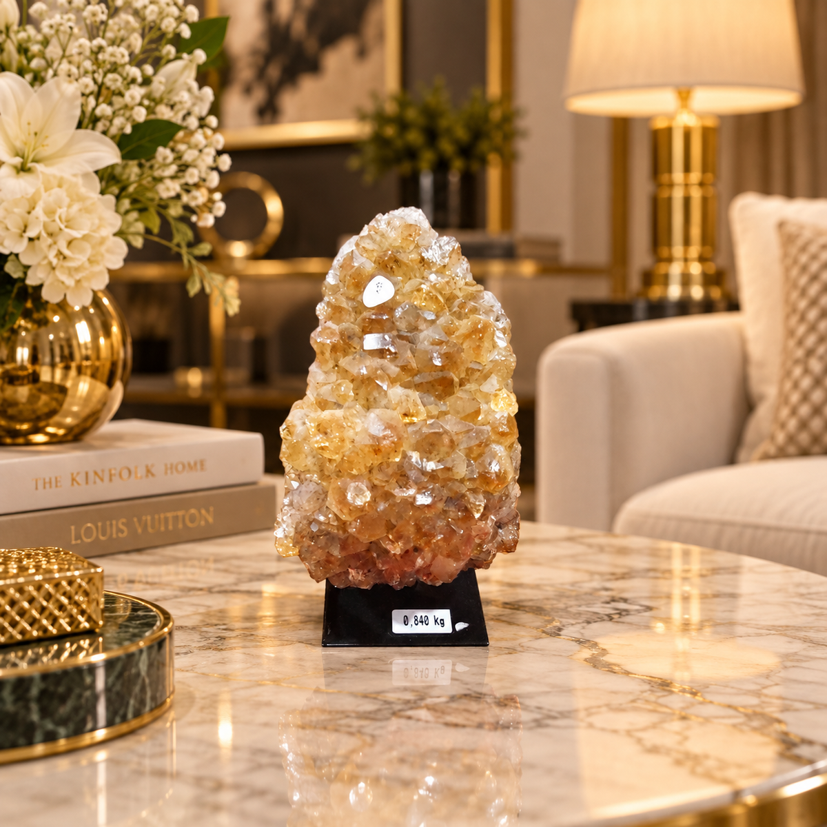 Natural Citrine Crystal Cluster Décor – Abundance, Success & Positive Energy Symbol (8×15 cm, 840 gm)