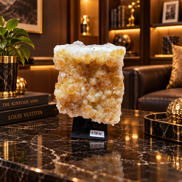 Premium Natural Citrine Crystal Décor – Symbol of Wealth, Abundance & Positivity (9×12 cm, 730 gm)