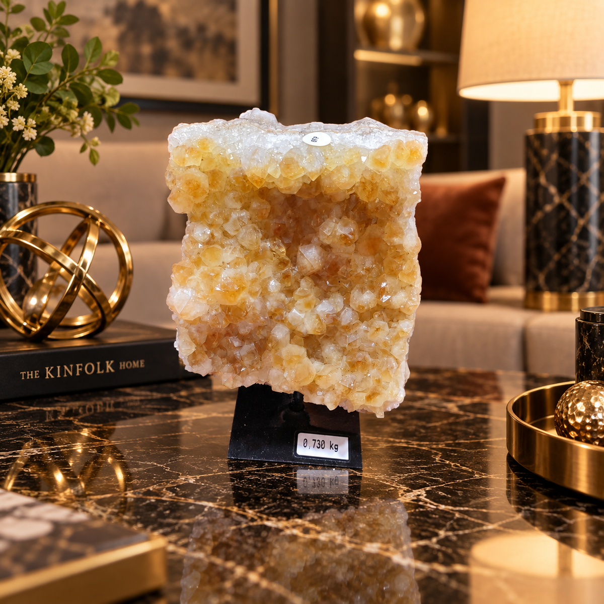 Premium Natural Citrine Crystal Décor – Symbol of Wealth, Abundance & Positivity (9×12 cm, 730 gm)