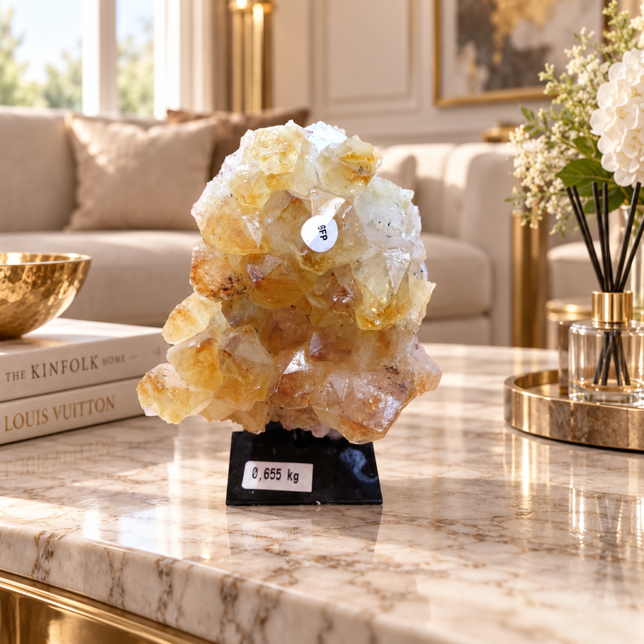 Natural Citrine Crystal Formation – Premium Abundance & Positive Energy Décor (7×9 cm, 655 gm)