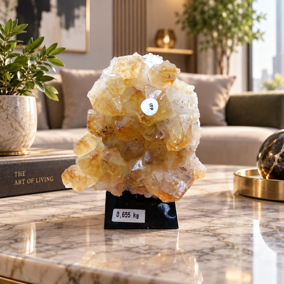 Natural Citrine Crystal Formation – Premium Abundance & Positive Energy Décor (7×9 cm, 655 gm)