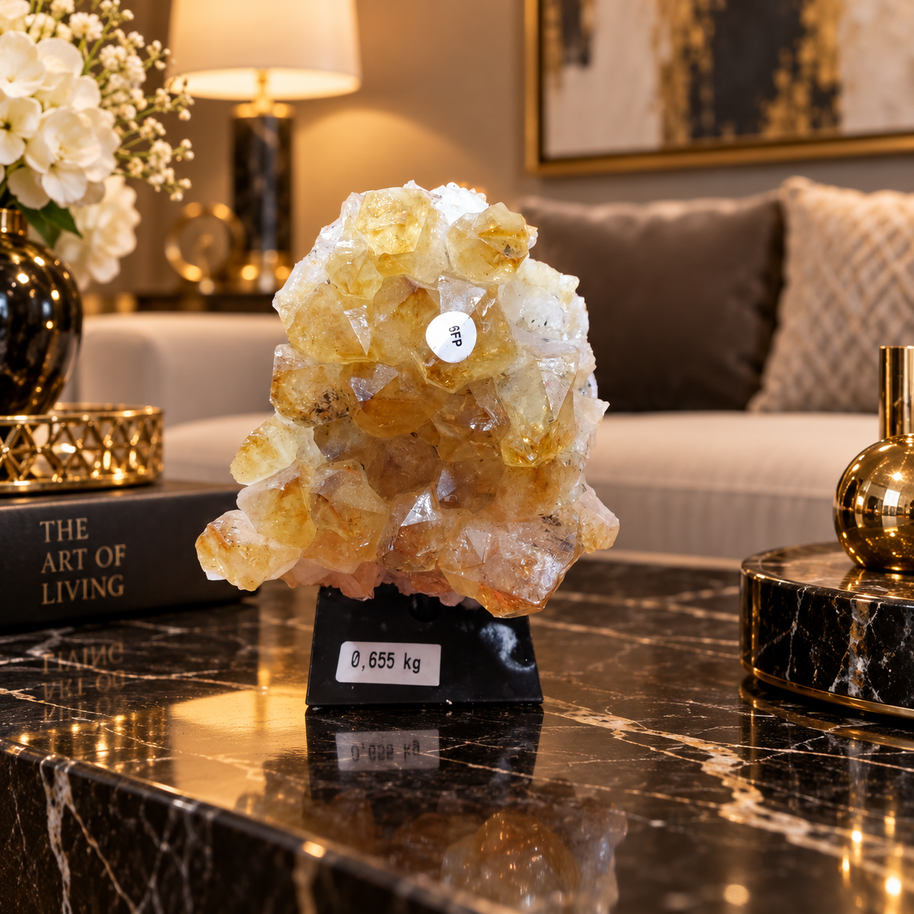 Natural Citrine Crystal Formation – Premium Abundance & Positive Energy Décor (7×9 cm, 655 gm)