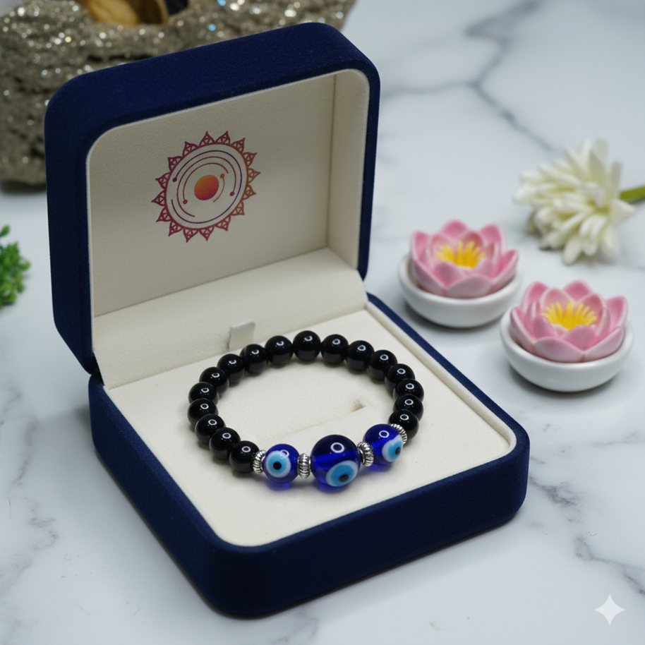 Evil eye black hakik bracelet