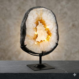 Natural Citrine Geode Ring on Custom Stand from Brazil – 13