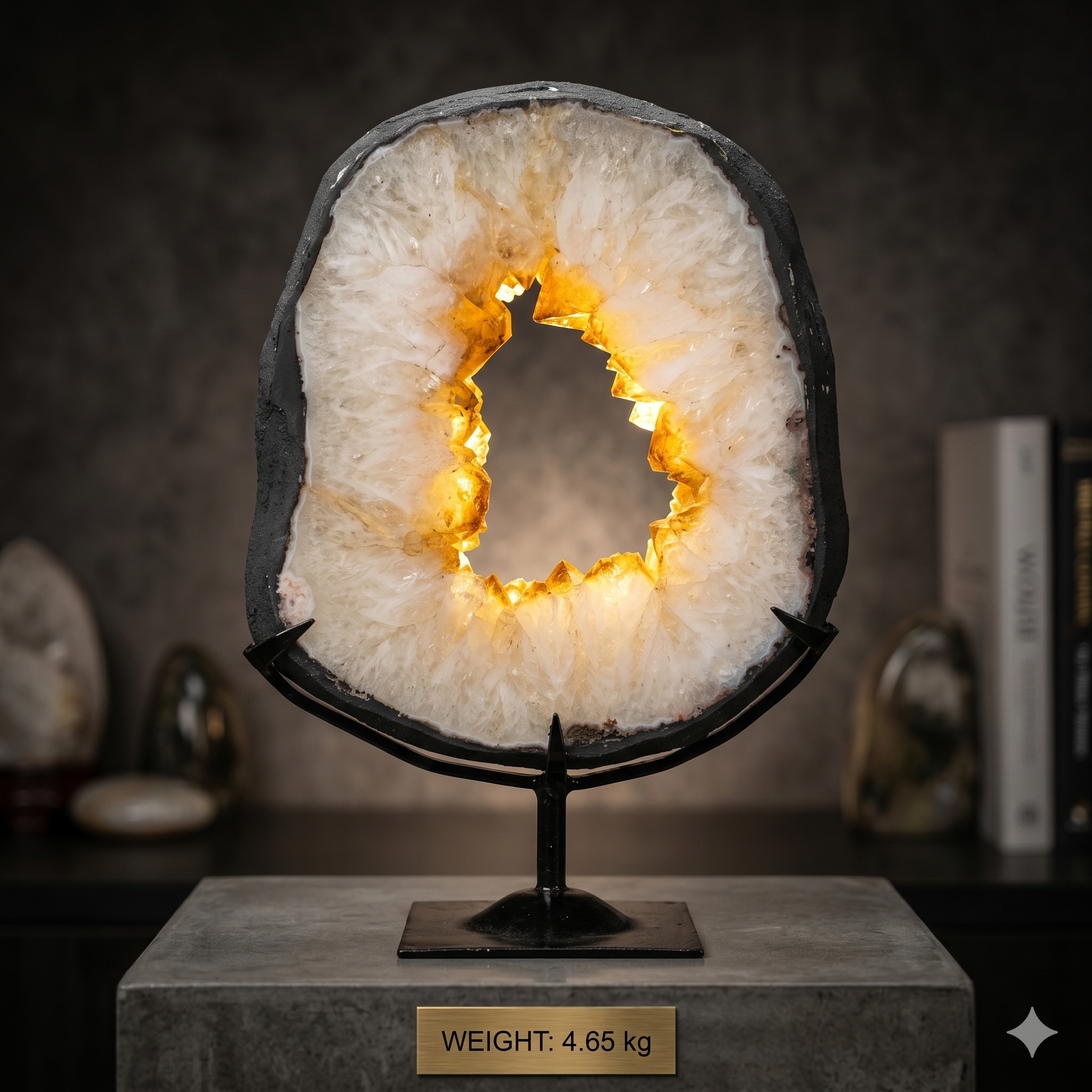 Natural Citrine Geode Ring on Custom Stand from Brazil – 13