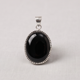 Black Sulemani Hakik Silver-Plated Pendant