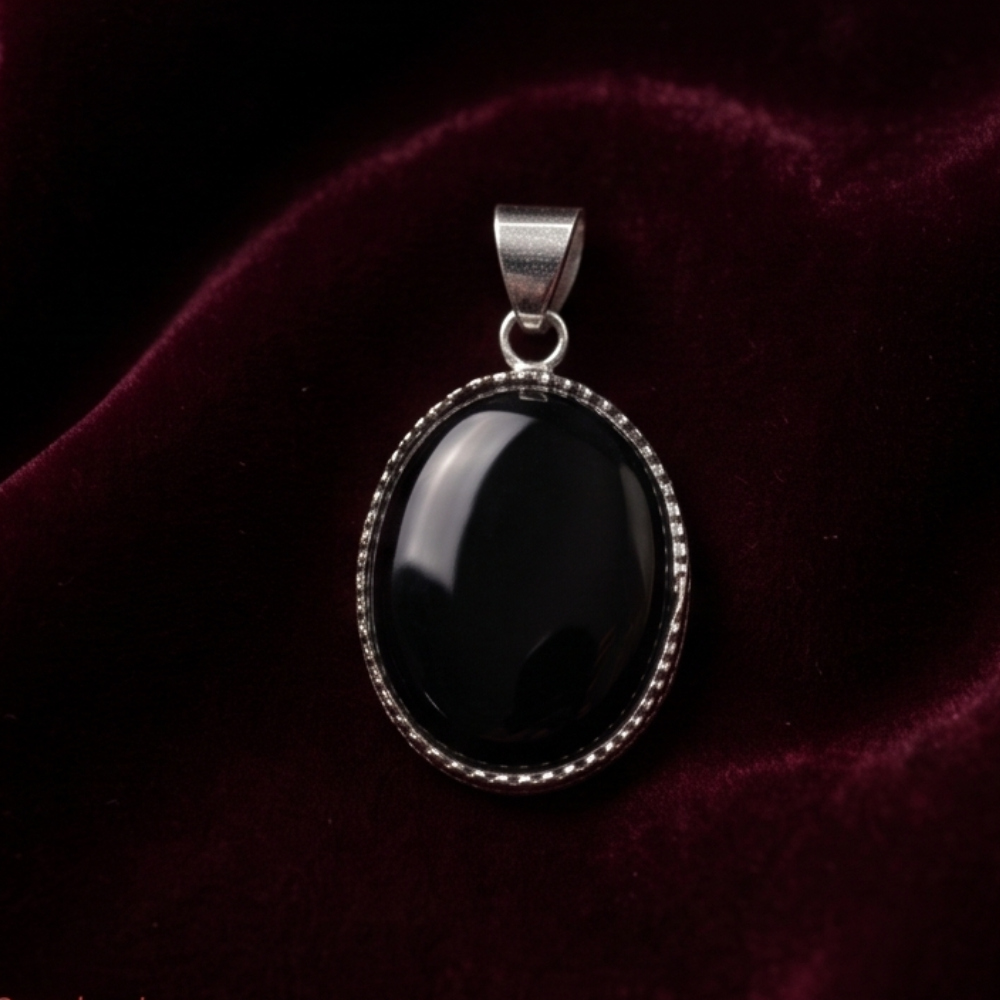 Black Sulemani Hakik Silver-Plated Pendant