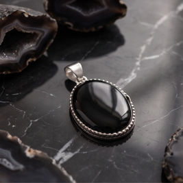 Black Sulemani Hakik Silver-Plated Pendant