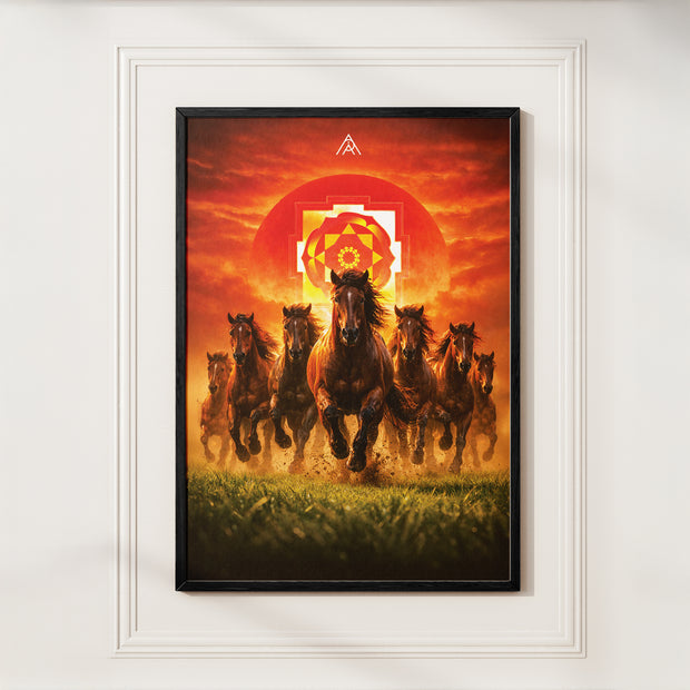 7 Brown Running Horses Vastu Painting