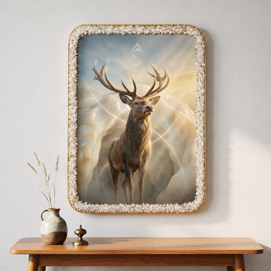 Deer with White Opal Vastu Painting – West Direction Auspicious Painting