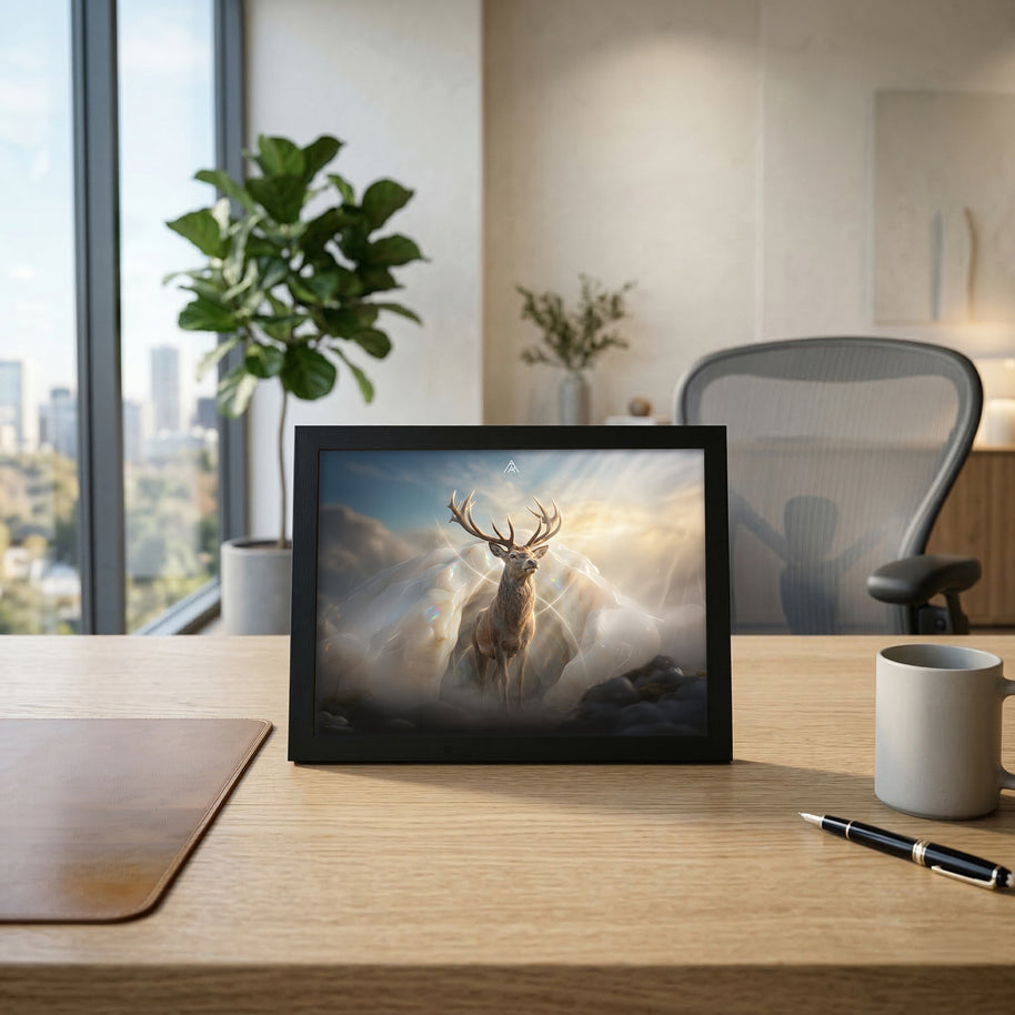 Deer with White Opal : East Direction Auspicious Painting for Home and Office