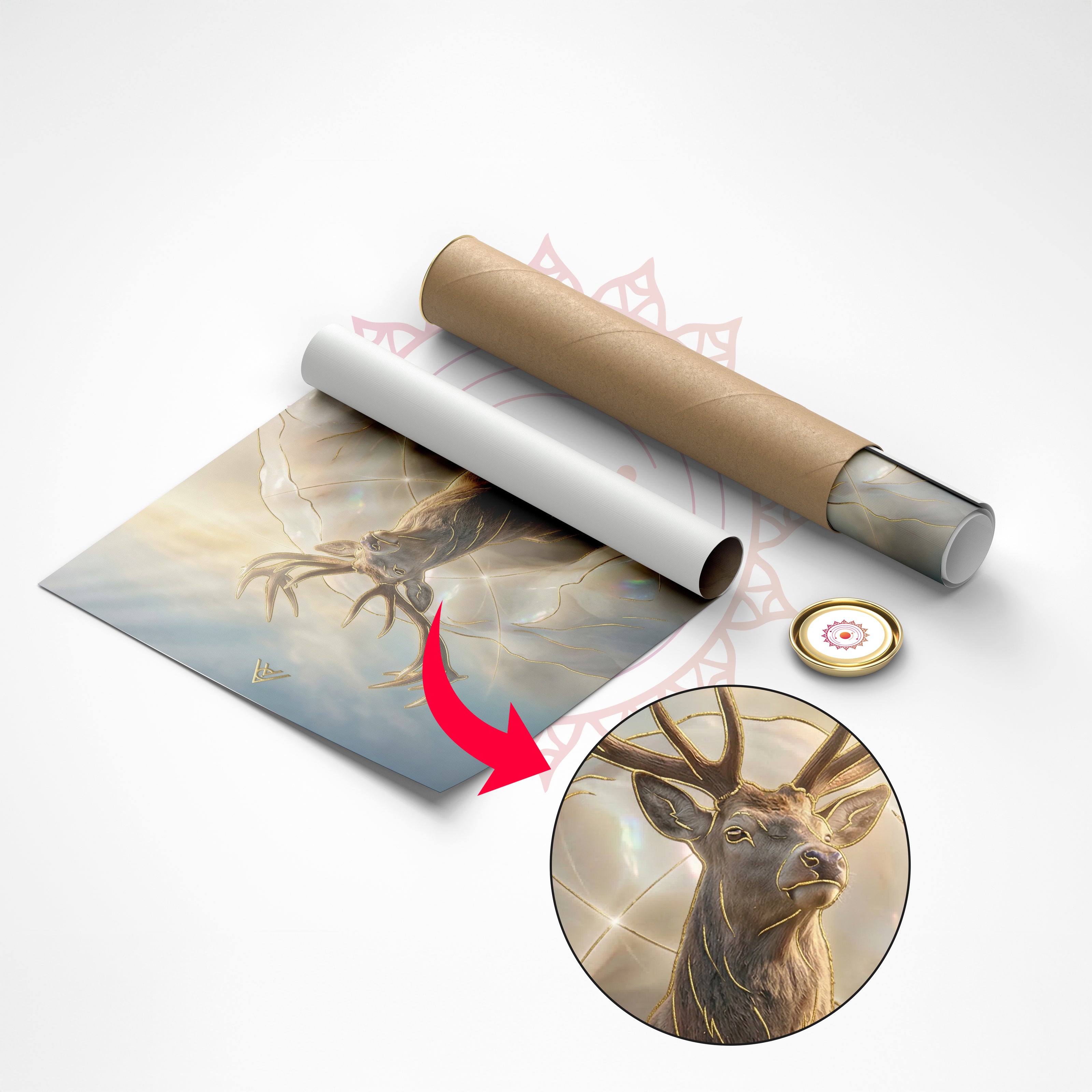 Deer with White Opal : East Direction Auspicious Painting for Home and Office