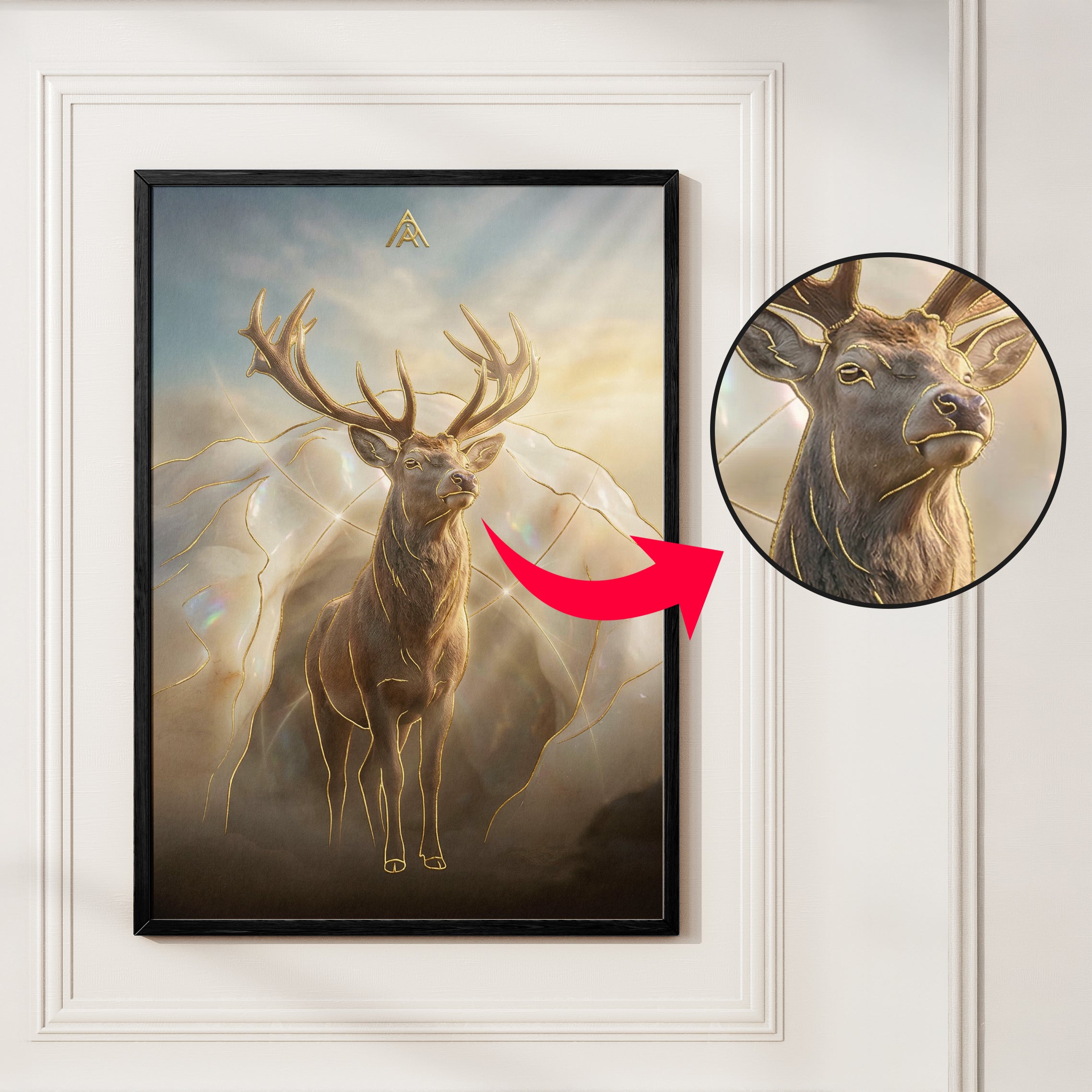 Deer with White Opal : East Direction Auspicious Painting for Home and Office