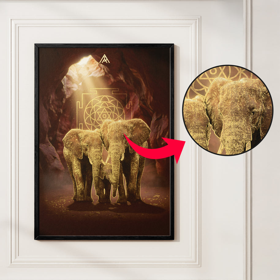 Elephant Family: South Direction Auspicious Vastu Painting