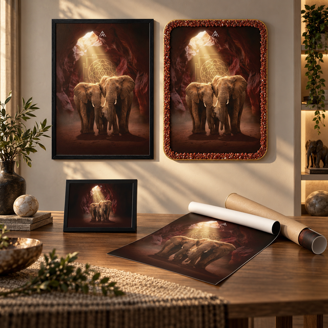 Elephant Family: South Direction Auspicious Vastu Painting