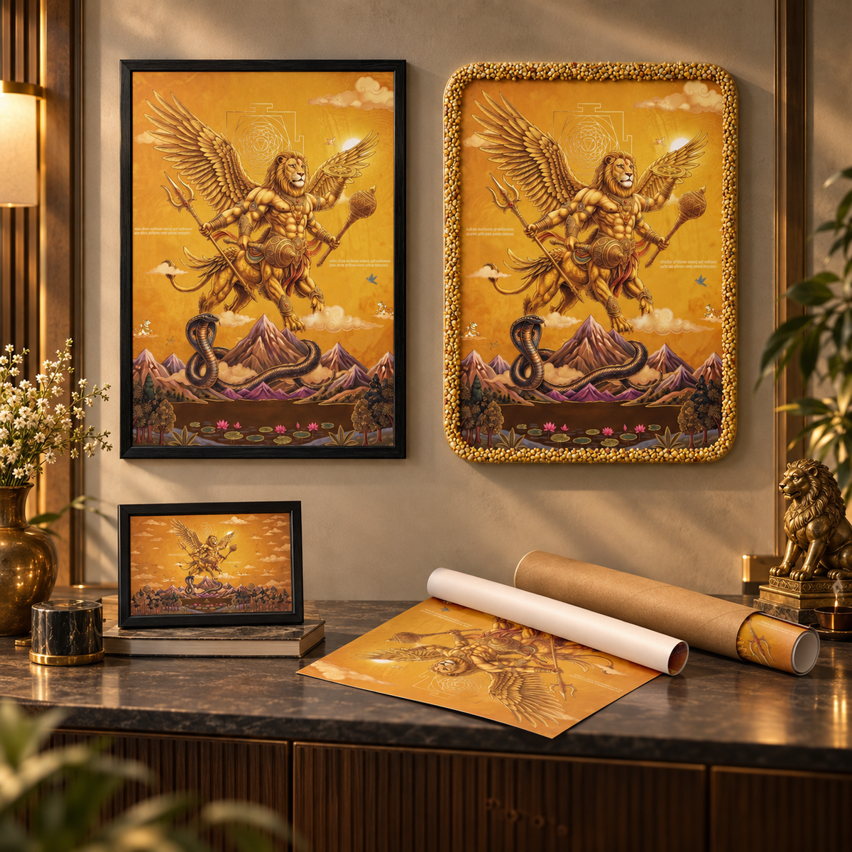 Sharabha Avatar Wall Art – Supreme Protector Sacred Shiva Painting