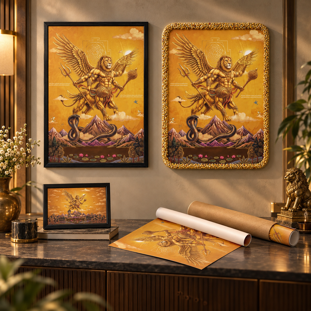 Sharabha Avatar Wall Art – Supreme Protector Sacred Shiva Painting