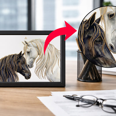 2 Horses Vastu Painting – White & Black Horses