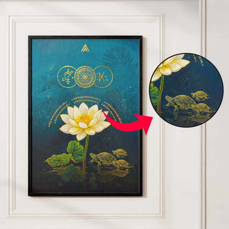 North Vastu Lotus & Tortoise Painting for Prosperity and Financial Growth