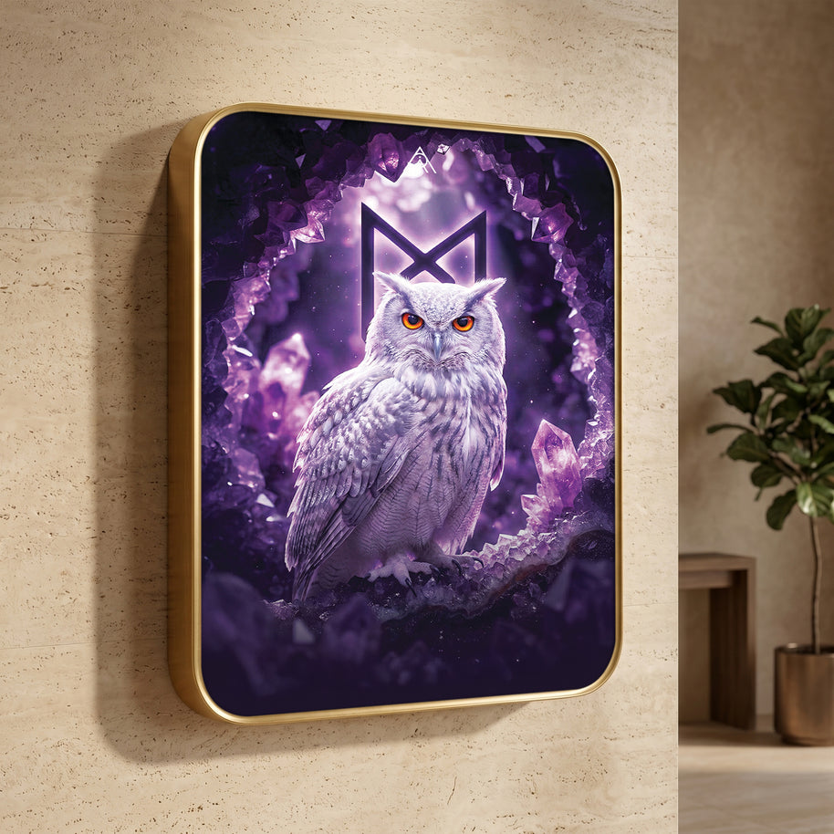 White Owl Auspicious Painting for West Vastu