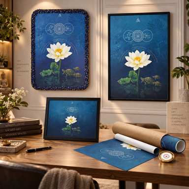 North Vastu Lotus & Tortoise Painting for Prosperity and Financial Growth