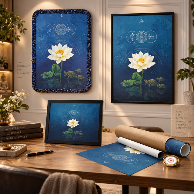 North Vastu Lotus & Tortoise Painting for Prosperity and Financial Growth